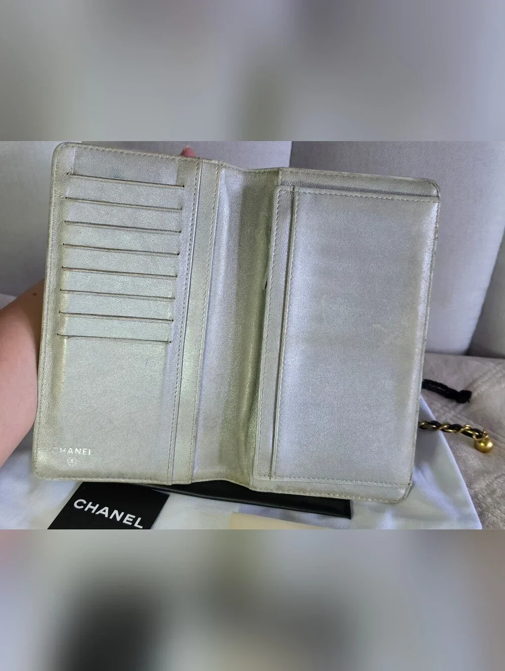Authentic Chanel Long Clutch/Wallet Black Leather